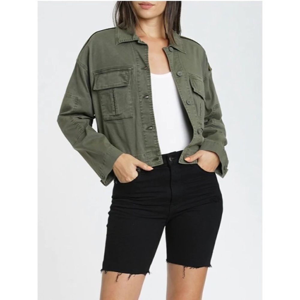 NWT Pistola Cove Military Jacket in army Green with Gold Shoulder Stripe XS